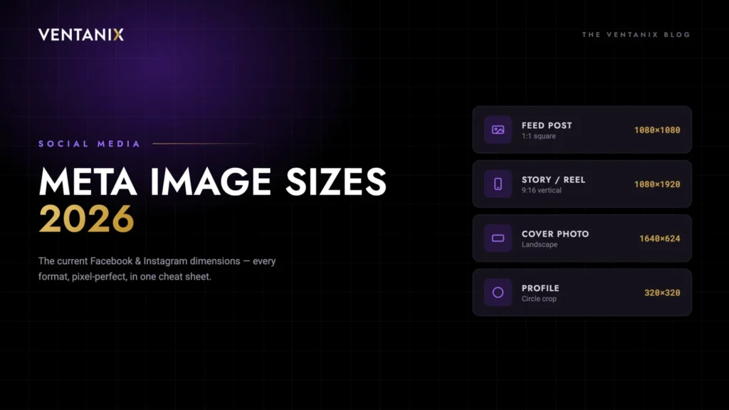 Meta image sizes 2026 cheat sheet for Facebook, Instagram and Meta Ads
