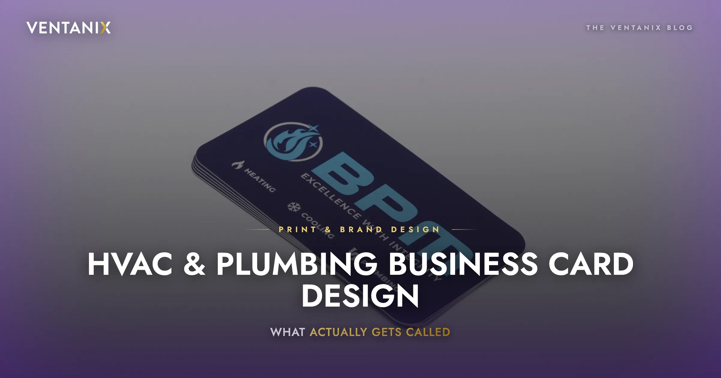 Soft-touch laminated HVAC business card with spot detail for BPM Heating, Cooling & Plumbing